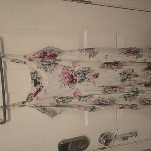 Torrid Cream Floral Asymmetrical Tank Top Dress